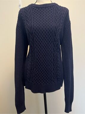 Buffalo David Bitton Navy Cable Knit Sweater | Coastal Preppy Fisherman
